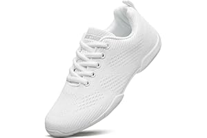 BAXINIER Girls White Cheerleading Shoes Breathable Youth Cheer Competition Sneakers Athletic Training Dance Tennis Walking Sh