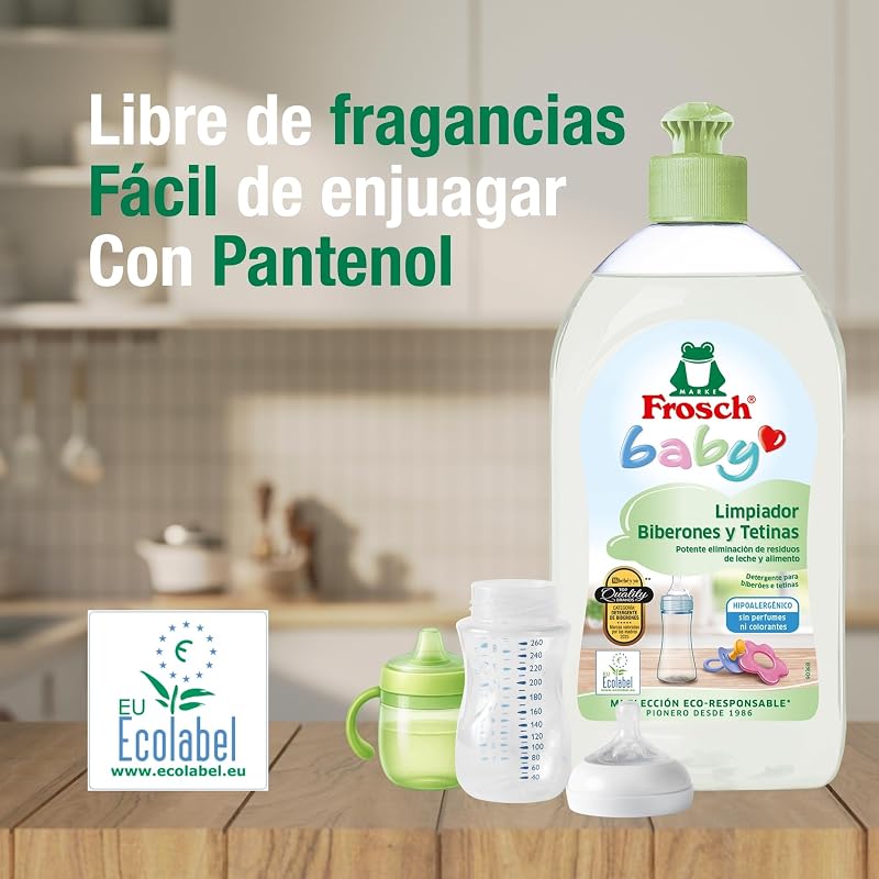 - Garrafas, Tetas e Chupetas Ecológicas de Detergente com Pantenol | Hipoalergénico e Gel de Limpeza Sem Fragrância | Embalar 2 x 500 ml