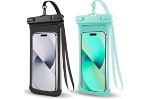PEDVSTY 2 PCS Waterproof Phone Pouch,Underwater Case for iPhone 15 14 13 12 Pro Max Plus,Galaxy S24 S23 Pixel Up to 8",Dry Bag Beach Cruise Essentials,Black/Green
