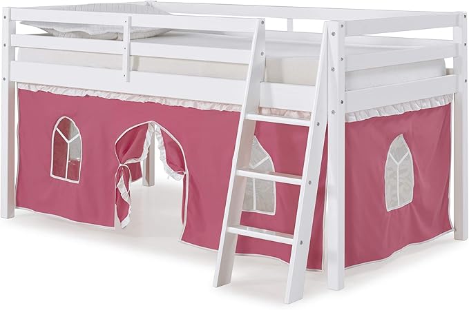 Amazon Com Roxy Twin Junior Loft Bed With Pink And White Tent