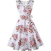 Dressever Women's 50s 60s Vintage Sleeveless Cocktail Party Dress with Pockets