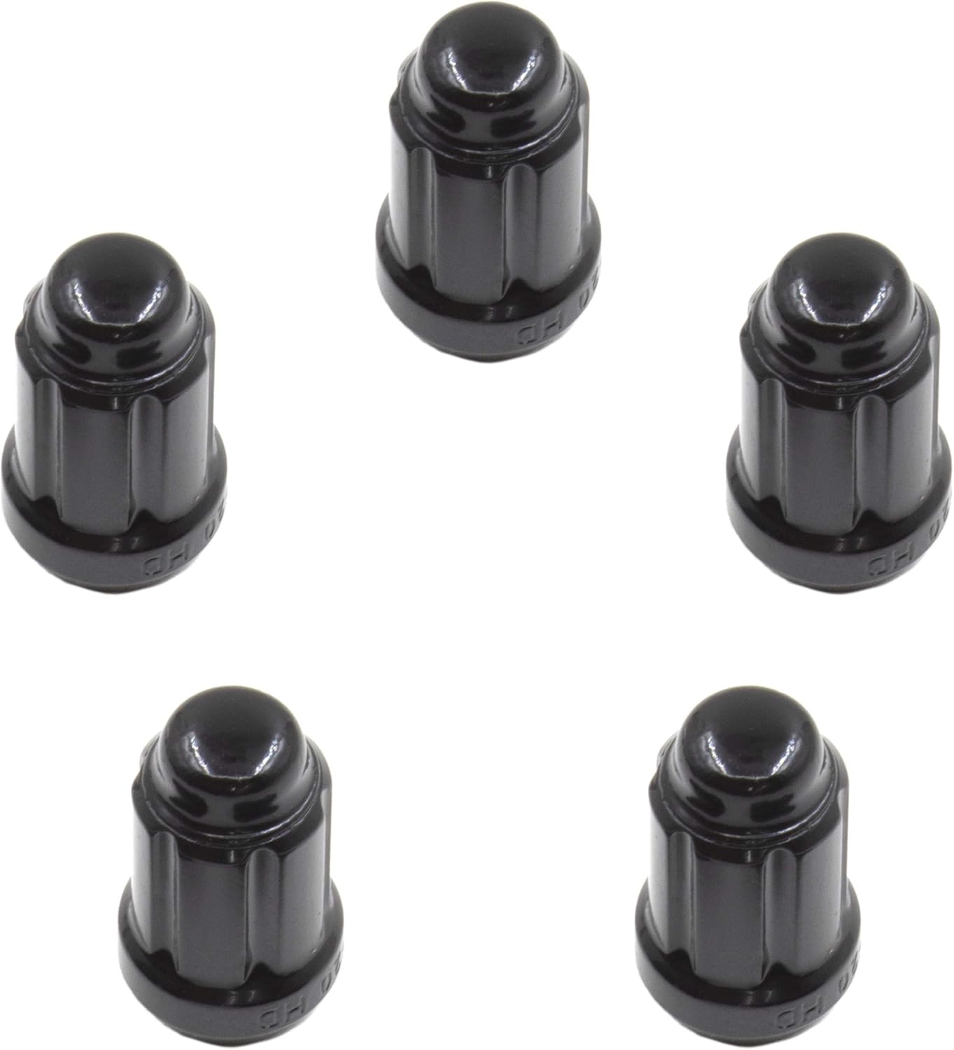 Wheel Accessories Parts Set of 20 1.38" Long Car Lug Nut Closed End Bulge Acorn Spline Lug Nuts Cone Seat Locking with Key (1/2, Black): Automotive