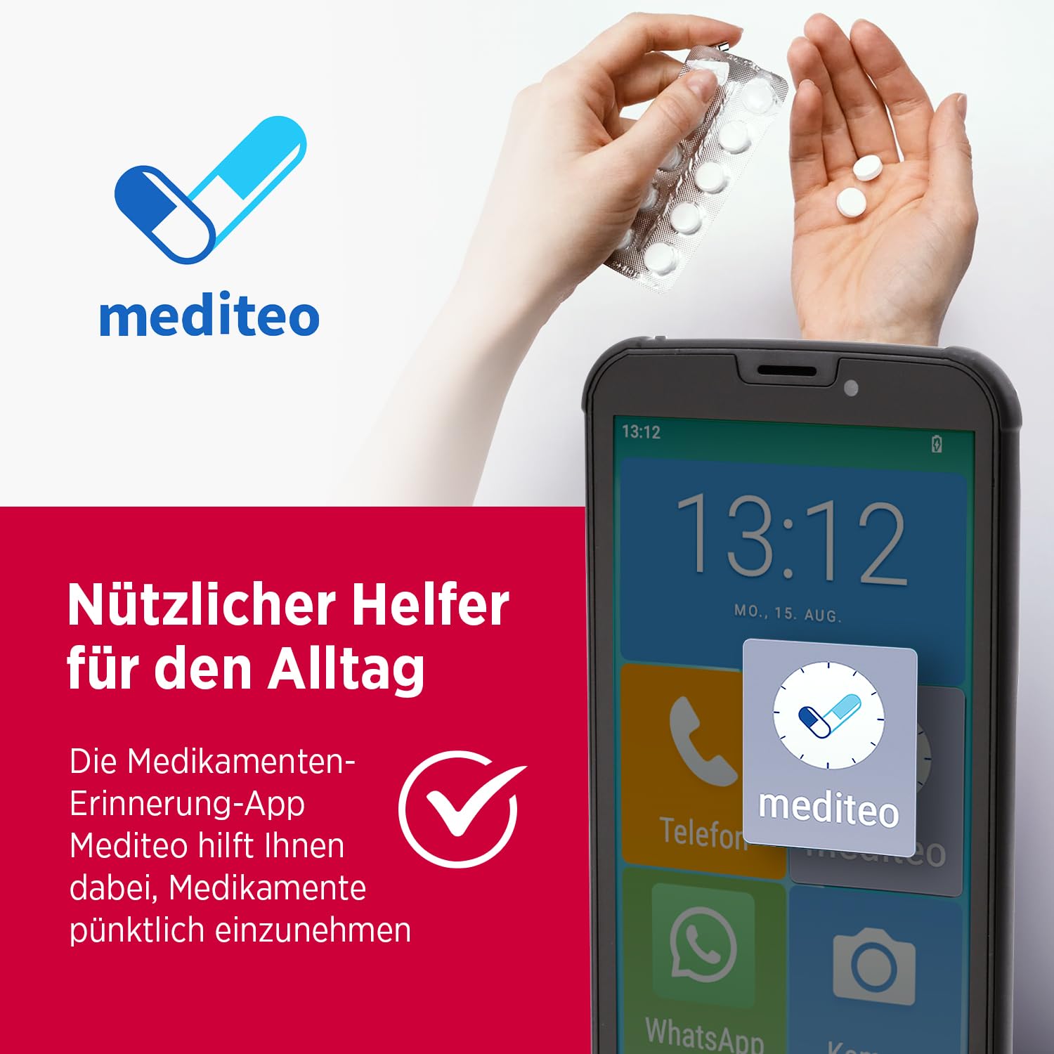 Olympia Neo Mini | Senioren Smartphone 5 Zoll Display | Notruftaste & Hörgerätekompatibel | Whatsapp & Mediteo vorinstalliert | Seniorenhandy ohne Vertrag | Extragroße Darstellung | Taschenlampe