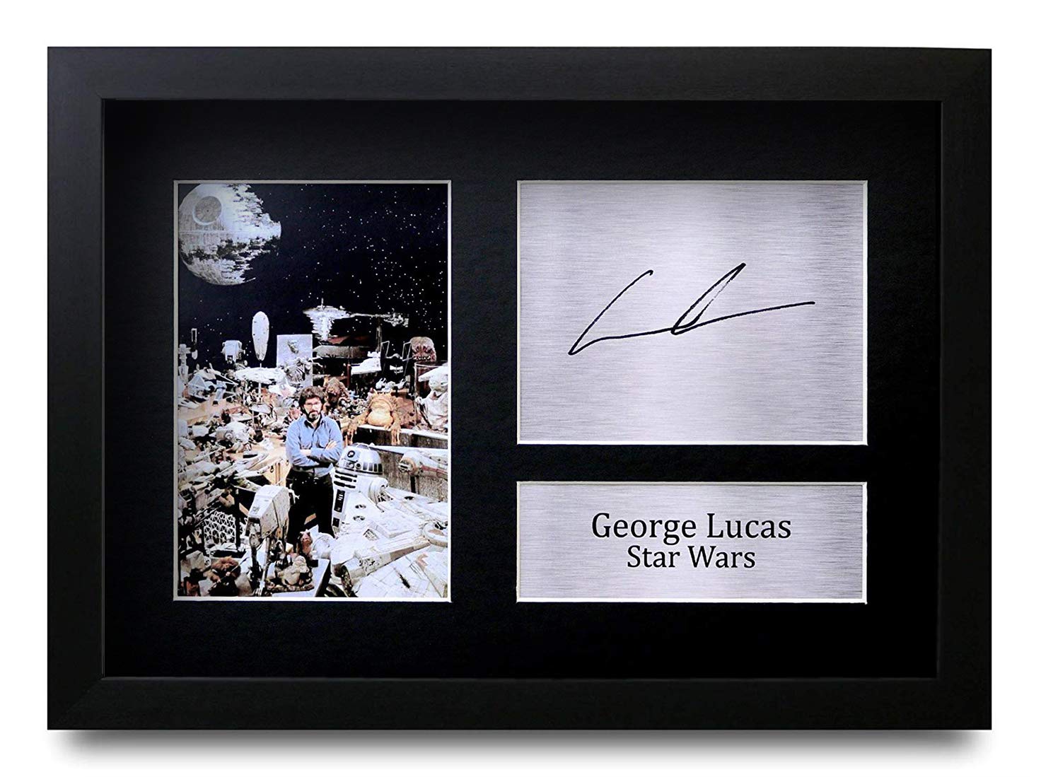HWC Trading FR George Lucas Gift Signed FRAMED A4 Printed Autograph Star Wars Gifts Creator Print Photo Picture Display