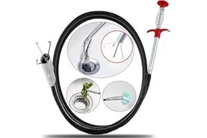 LAUNARY 61 Inch Hair Snake Tool Drain Opener, Sink Snake for Sewer Kitchen Sink Bathroom Tub Toilet Clogged Drains Relief Cleaning Tool, Flexible Grabber Claw Pick Up Reacher Tool (Drain Clog Remove Tool)