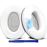 SoloWIT Cooling-Gel Replacement Ear Pads for Bose QuietComfort 35 (QC35) and Quiet Comfort 35 II (QC35 II) Over-Ear Headphones, Earpads Cushions with Ice Silk Fabric - White