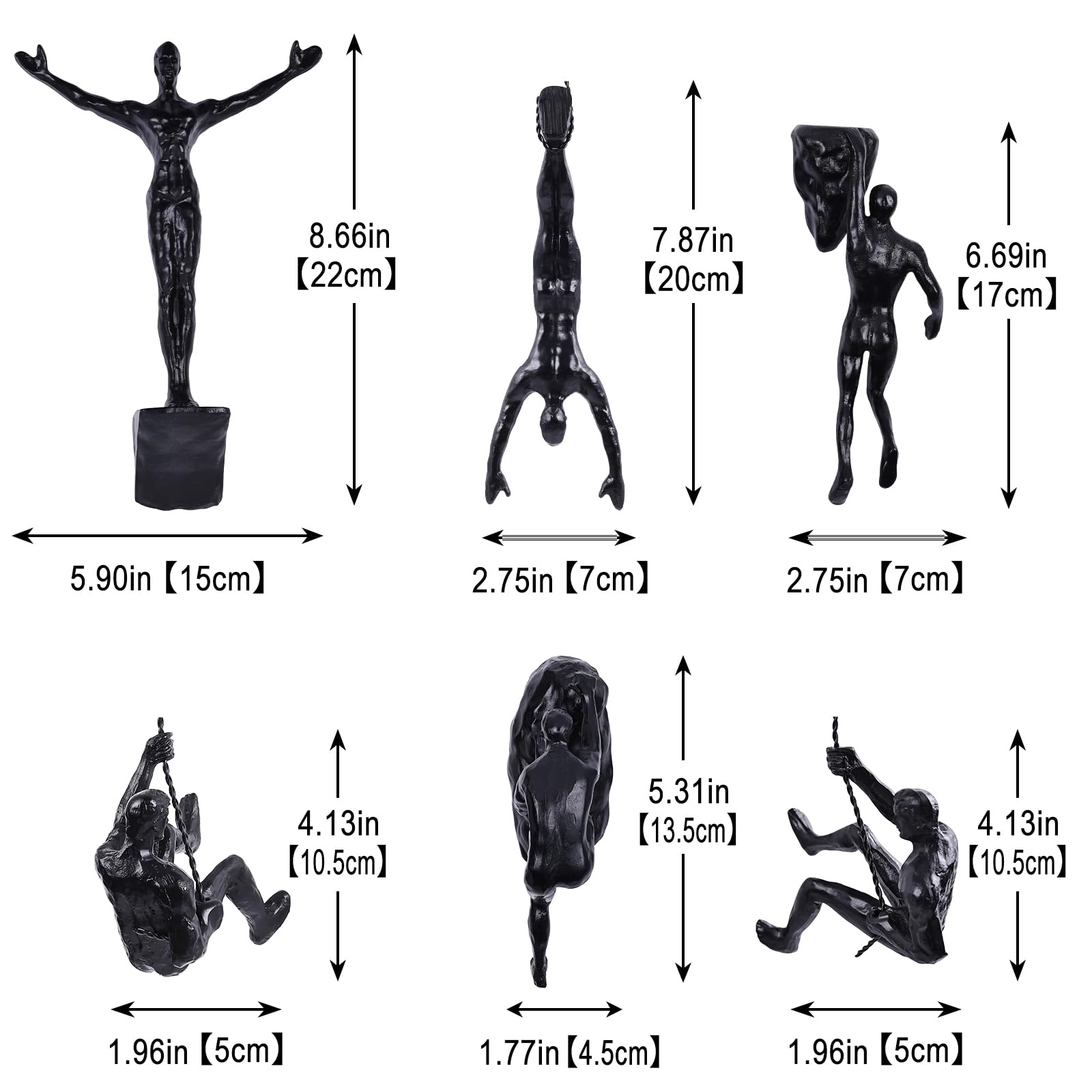 Condition photo showing New/Like New for xyqxyq set of 6 climbing men wall art decor sculpture,nordic modern simplicity decorative wall art, 