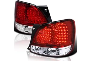 Spec-D Tuning Red Clear Lens LED Tail Lights Compatible with 1998-2005 Lexus GS300/GS400/GS430, Left + Right Pair Assembly