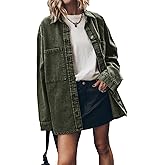 PLNOTME Womens Oversized Jean Jacket Casual Button Up Denim Overshirt Trendy Long Sleeve Denim Jacket Coat