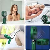 Jsdoin Hand Held Fan USB Rechargeable 5 Speeds with LED Display Green view 6