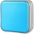 Siveit CD Case, 40 Capacity CD/DVD Case Holders Wallet Hard Plastic DVD Disc Cases Storage Binder for Car Home Office Travel (Sky Blue)