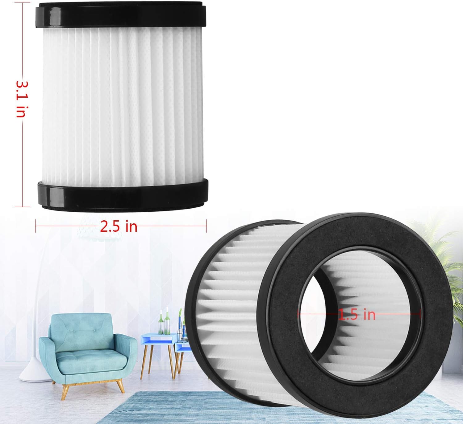 UOUOLONUN 6 Pack Replacement HEPA Filters Compatible for MOOSOO XL-618A Cordless Vacuum: Appliances