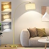 Luvkczc Arc Floor Lamp, 71" Tall Standing Lamp with On/Off Foot Switch, Gold Floor Lamp for Living Room with Adjustable Drum 
