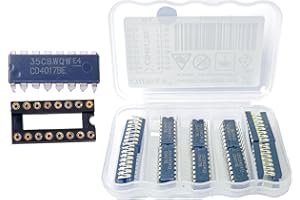 CHIPNEW [ CD4017BE KIT ] 20 in 1 All-New16PCS ICS(DIP16)+ 4PCS IC Sockets(DIP16),CMOS Decade Counter with 10 Decoded Outputs(CD4017+Sockets)