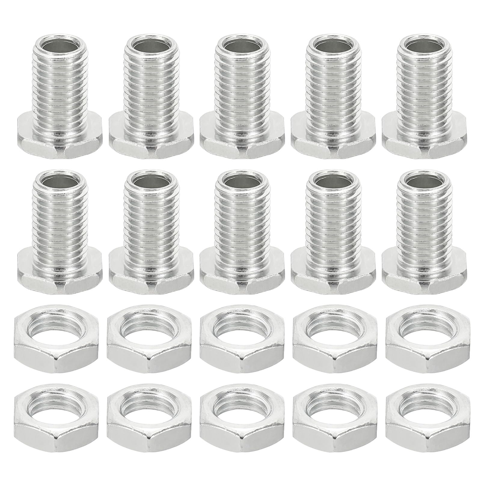 PATIKIL M8x15mm Hex Bolts and Nuts Kit, 10 Set Fine Thread Hollow Screws Assortment Hexagon Head Screw Through Hole Bolt Chandelier Fasteners