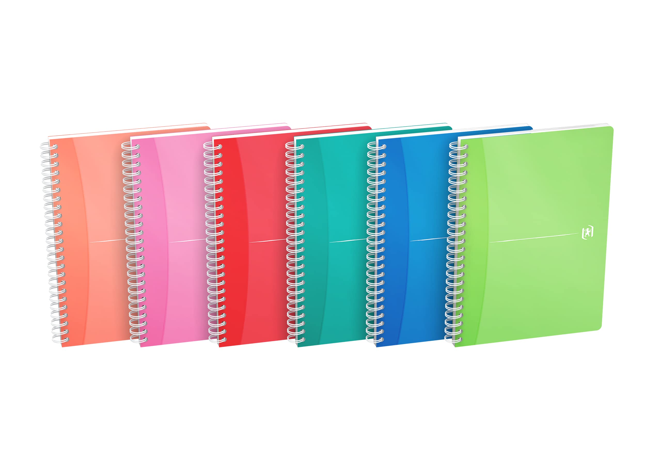 Oxford Office, A5 Notebook, Wirebound, Lined, 180 Page, Assorted Colours, Including Repositionable Divider/Ruler, Pack of 5