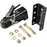 8SC82 Heavy Duty Cast Adjustable Trailer Coupler with 3-Position Channel Bracket Kit,2-5/16" Hitch Ball,15000LBS Capacity Channel-Mount Coupler with Hardware Kit Black