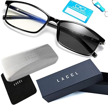 Amazon Co Jp Laccl ラクル ブルーライトカット 調光メガネ 3イン1 軽量 17グラム 伊達眼鏡 メンズ 度なし Uv 90 以上 005 パソコン 周辺機器