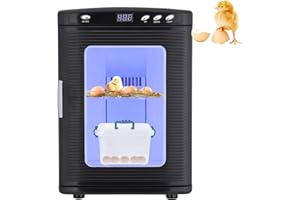 LOUMERNHANT 25L Reptile Incubators for Hatching Eggs, Digital Science Lab Incubator,Cooling and Heating 10-60°C, 12VAC/110VDC Dual-Power Small Portable Incubator for Laboratory, Home, Vehicle, Black