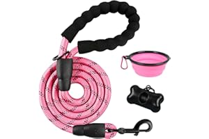 BARKBAY Dog Leashes for Large Dogs Heavy Duty Dog Leash 4/5/6 FT with Comfortable Padded Handle and Highly Reflective Threads for Medium Large Dogs Walking Training Running (5FT-1/2'',Pink)