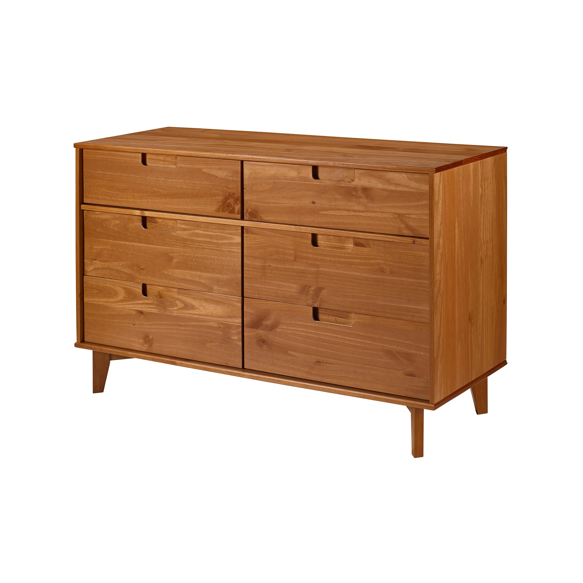 Walker Edison Mid Century Modern Grooved Handle Wood Dresser Bedroom ...