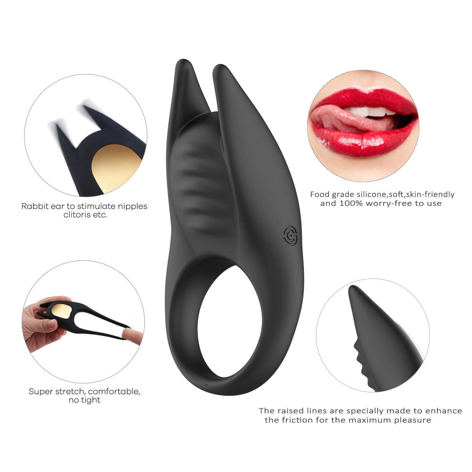 Penisring Vibratoren Silikon, James Love Cockring 10 Modi Vibration mit Mini Rabbit Vibratoren für sie Klitorisstimulator,100% Wasserdicht und Aufladbar, Perfekt Sexspielzeug für Paare, Sie und Ihn, Neues Jahr An,Valentinstag Geschenk