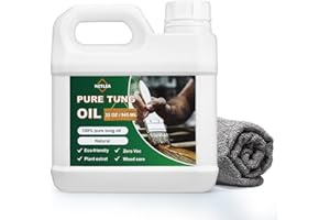 Netlea 32OZ 100% Pure Tung Oil for Wood–Food Safe Wood Oil for Indoor & Outdoor Use, Ideal for Furniture, Floors, Countertops & More – Includes Soft Towel