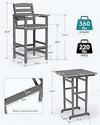 SERWALL 4 Pieces Outdoor Patio Bar Set with 9ft