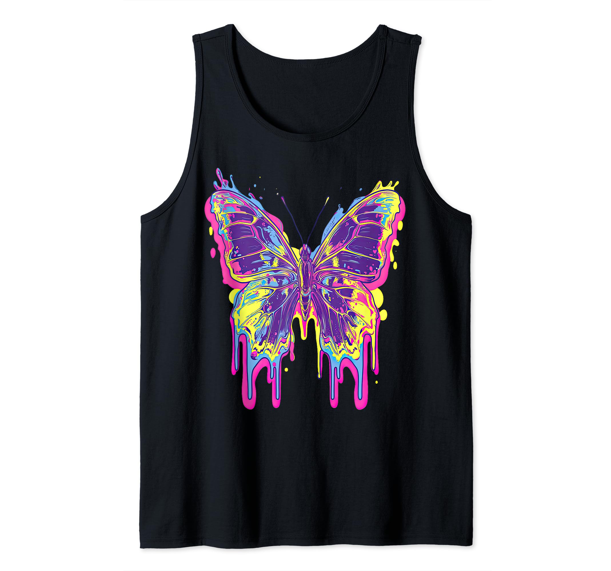 Photo 1 of Psychedelic Butterfly Trippy Insect Vaporwave Art Tank Top(white shirt)