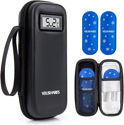 YOUSHARES Insulin Cooler Travel Case with Temperature Display (Black)
