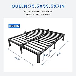 MAF 7 Inch Queen Metal Platform Bed Frame with