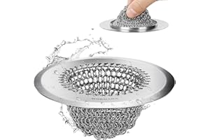 wokdada Sink Drain Strainer: Anti-Slip Flexible Chainlink, 304 Stainless Steel. Upgraded Clog-Free Kitchen Version, Easy-Clea