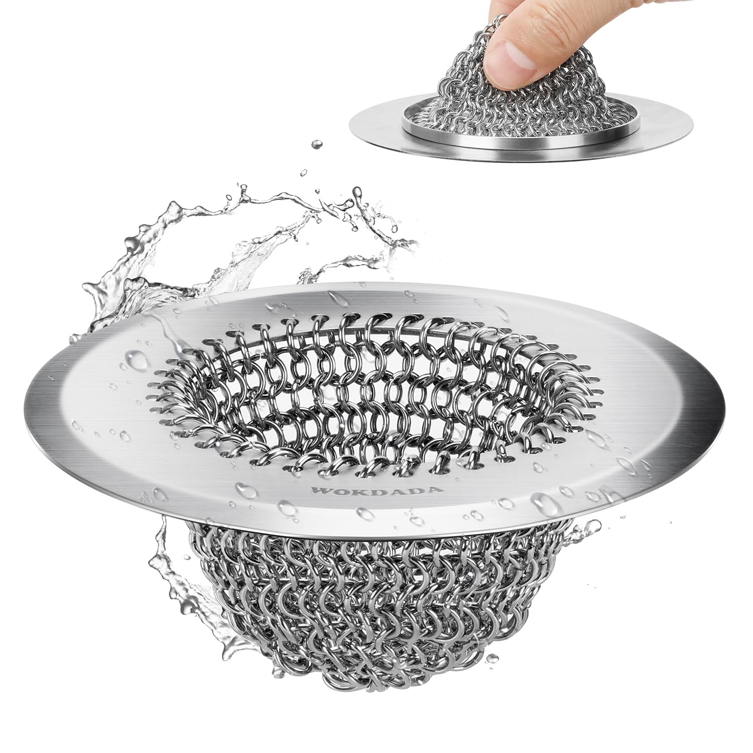 Photo 1 of Sink Drain Strainer, Anti-Slip Flexible Chainlink Sink Strainer with 304 Stainless Steel, Upgraded Clog-Free Kitchen Sink Strainer, Easy-Clean Sink Catcher Strainer for Garbage Disposal