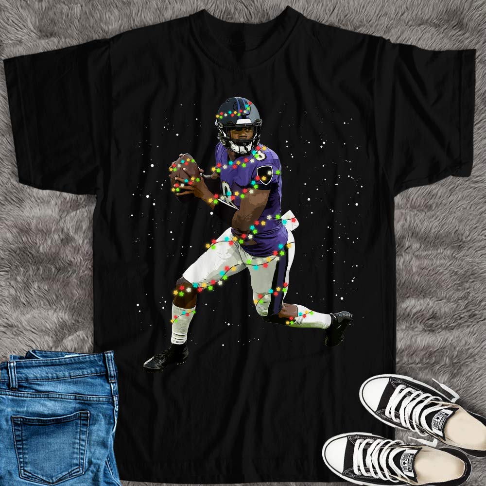 Lamar 1000 Jackson Quarterback Running Baltimore Football Christmas Lighting Customized Handmade T Shirt