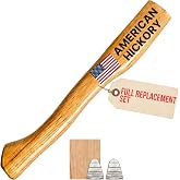 1 Pack American Hickory Axe Handle Replacement for 14" Axes that use 1-1/4 Pound Heads Complete Set with Wooden and Steel Wedges - Hatchet Handle Replacement - Hickory Hatchet Handle Replacement Axe