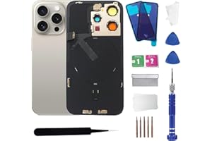 ZNZHKR 15Pro Back Glass Replacement with Wireless Charging Flex Cable and Camera Frame All Parts for iPhone 15 Pro(6.1Inch,Natural Titanium) Replacement of Equipment Waterproof Tape