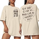 Christian Shirts for Women Jesus Shirt: Oversized if God is for Us Shirt Religious Faith Bible Verse Inspirational Tops
