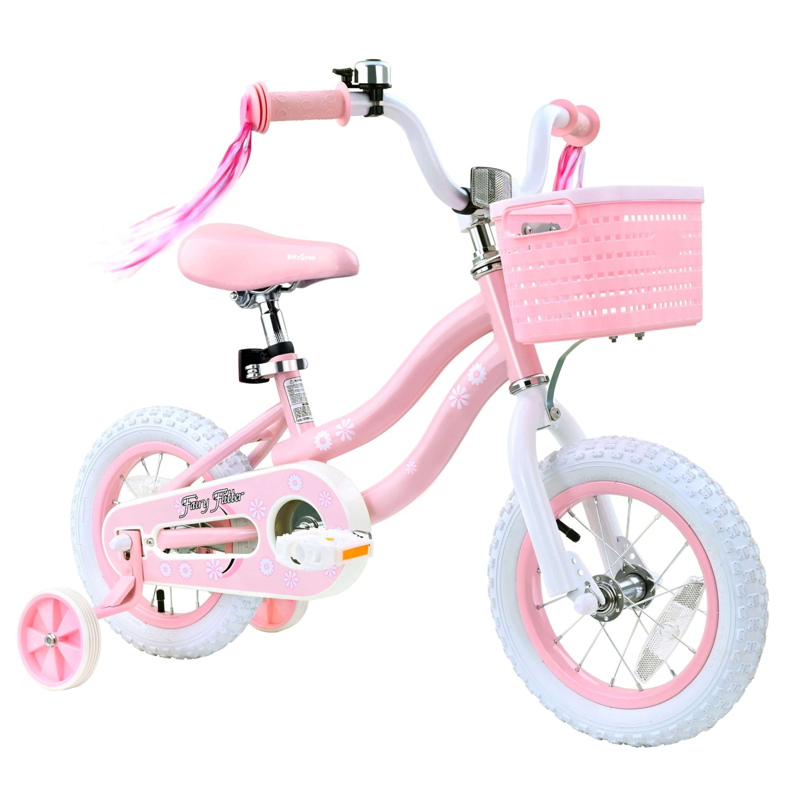 Photo 1 of Bicystar Girls Bike for Kids 2-3, Kids Bike with Training Wheels, Basket, Coaster Brake, Streamers, 12 inch Pink Pedal Bike for Kids