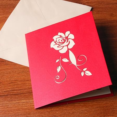 3d Rose Flower Popup Card Hollow Bouquet Biglietto Di Auguri