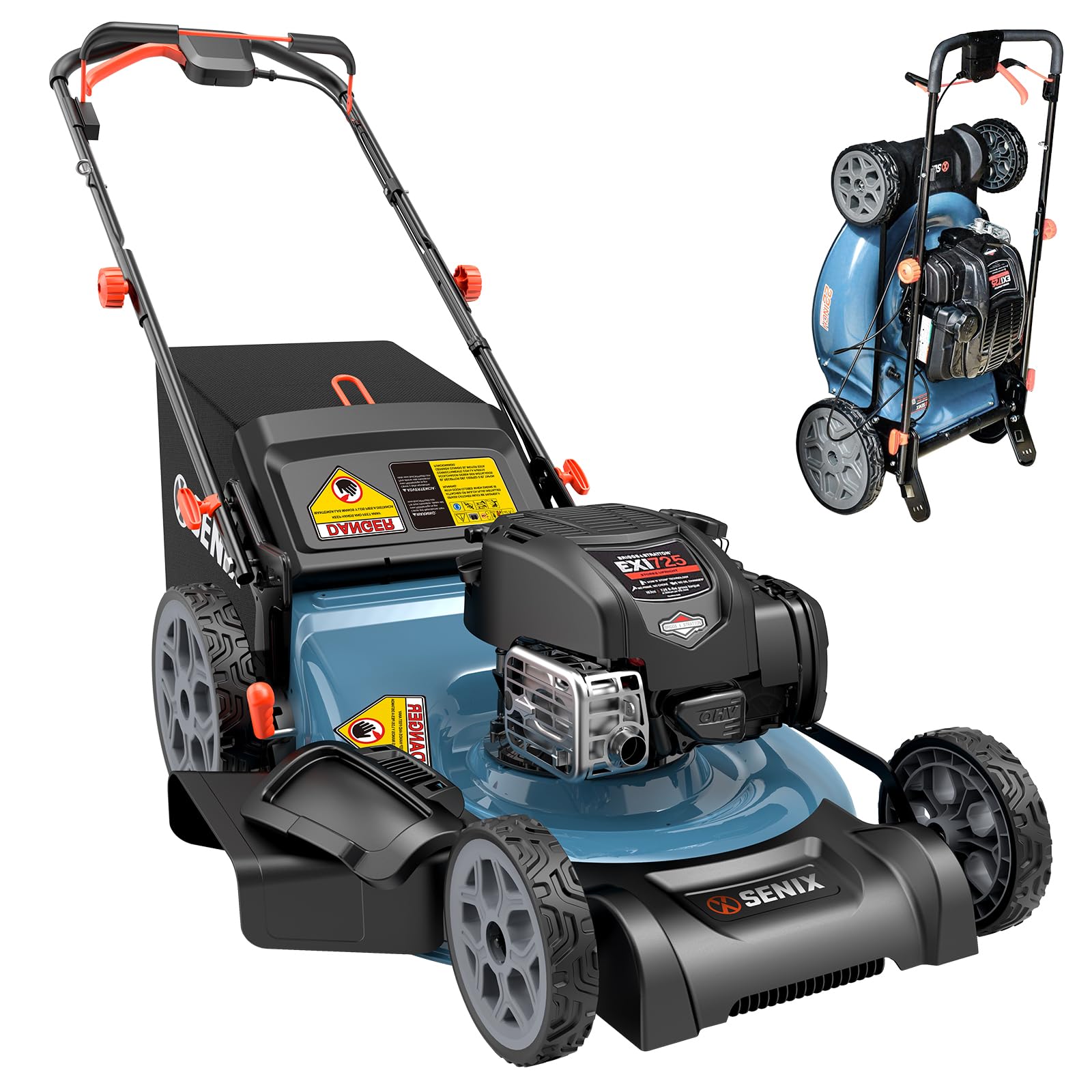 Photo 1 of SENIX LSSG-H2 22-Inch Self Propelled Gas Lawn Mower with 163 cc 4-Cycle Engine, 3-in-1 Rear Wheel Drive Variable Speed Lawnmower, 6-Position Height Adjustment