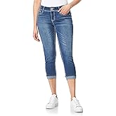 WallFlower Womens Luscious Curvy 23.5" Crop Mid-Rise Bling Insta Stretch Juniors (Standard and Plus)