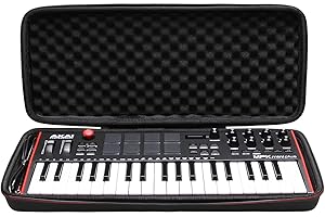 L LTGEM LTGEM Hard Travel Case for Akai Professional MPK Mini Plus USB MIDI Keyboard Controller with 37 Mini Keys - Protective Carrying Storage Bag (Black+Black)