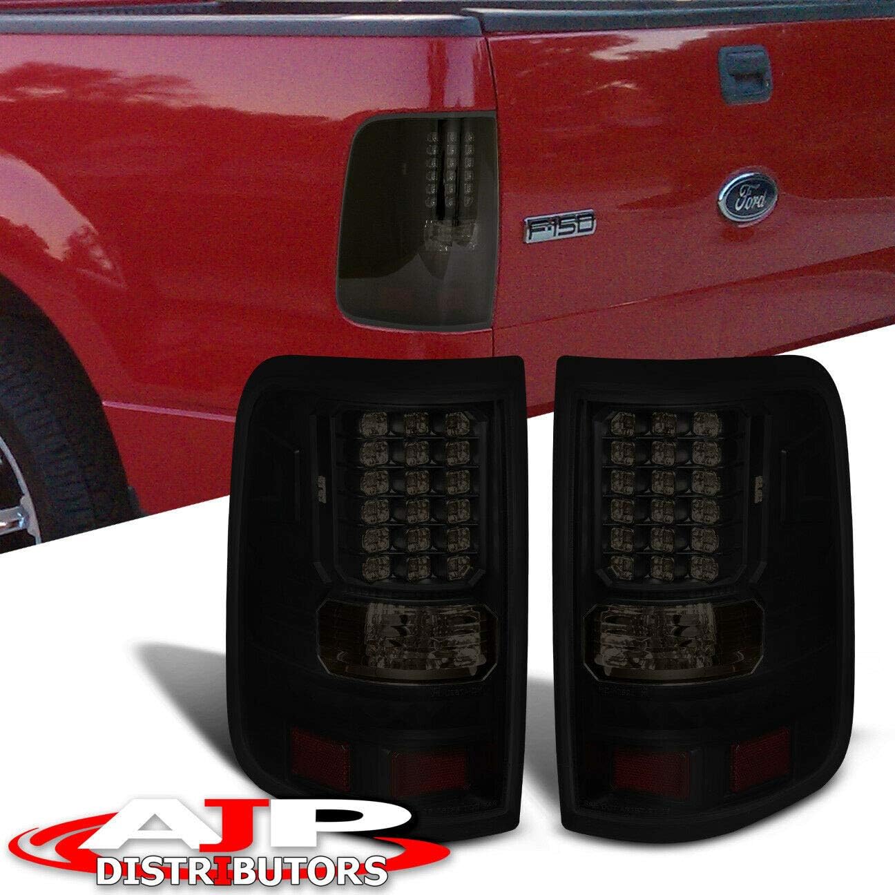 AJP Distributors Body Replacement Rear LED Tail Lights Lamps Left Right Driver Passenger Set Pair Replacement LED Black Housing Smoked For Ford F-150 F150 Styleside 2004 2005 2006 2007 2008