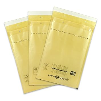 Versando 100 Luftpolsterversandtaschen Versando F6, 240 x 350mm außen, braun/gold