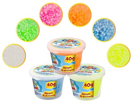 CRAZE FLO MEE + CLOUD SLIME Modellier-Masse Kugelknete buntfarben neon metallic Knete