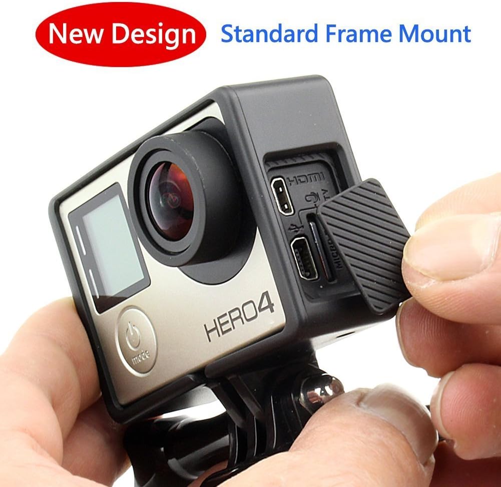 SOONSUN Frame Mount Housing Case with Basic Buckle and Long Thumb Bolt Screw for GoPro Hero 3 3+ 4 Camera and All Slots Fully Accessible-Black - Image 5