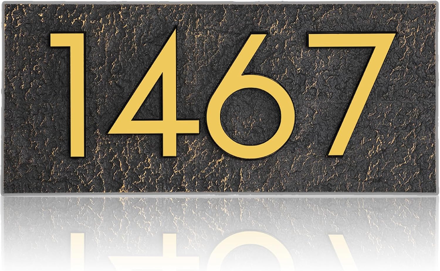 Plaques & Wall Art - Address Plaque Aluminum - Personalized Address Sign,House Number Sign Plaque,House Numbers for Outside,Made of Metal 1/4‘’ Thick Clear Font,Wall Mounted,4 Colors 911 Visibility 9.8''' x 4.1‘’ (Golden)