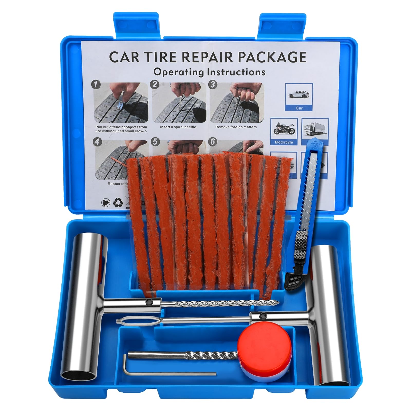 Photo 1 of BETOOLL Universal Tire Repair Kit, Heavy Duty 22 Pcs Emergency Tire Plug Kit, for car Motorcycle, Truck, ARB?ATV, Tractor, RV, SUV, Trailer