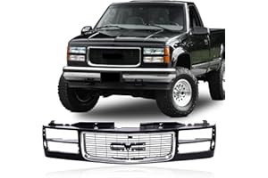 CarPartsDepot Front Grille Grill Chrome Opening Compatible With 1994-2000 GMC C/K 1500 2500 3500 Sierra Yukon GM1200392 12388709 With Dual Headlight Holes