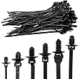 SWZHAI 60 PCS Push Mount Zip Ties, Nylon Car Mount Wire Tie Snap in Cable Zip Ties, Black Push Mount Cable Ties Automotive Zips Tie Fastener Wire Harness Clips for Wire Tying (6-Types)